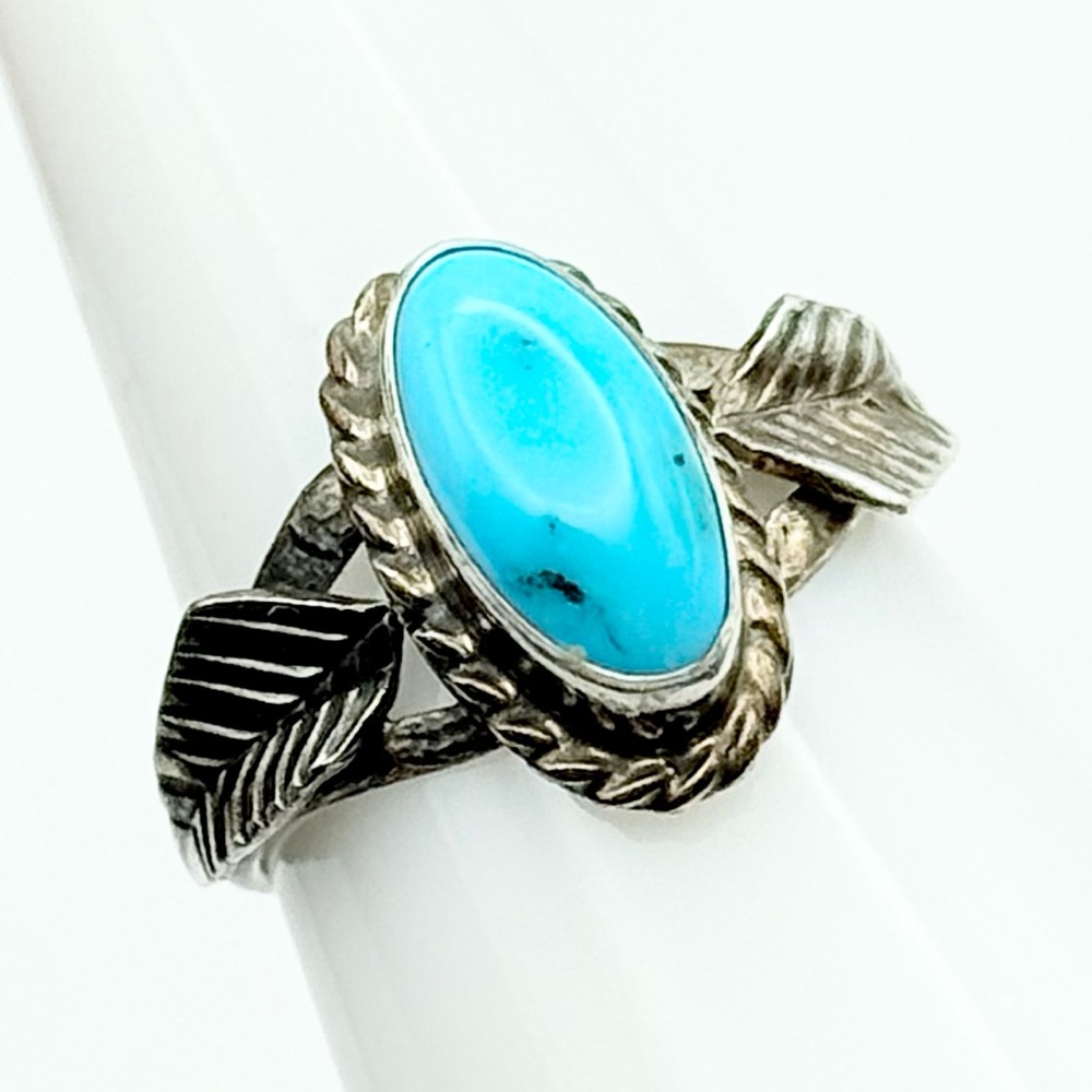 Vintage Navajo Turquoise Sterling Silver Ring - Betty Thomas Signed
